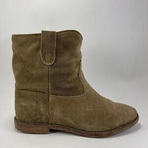 Isabel Marant Crisi Suede Ankle Boots Womens Size 39, US 9 Brown Khaki Suede